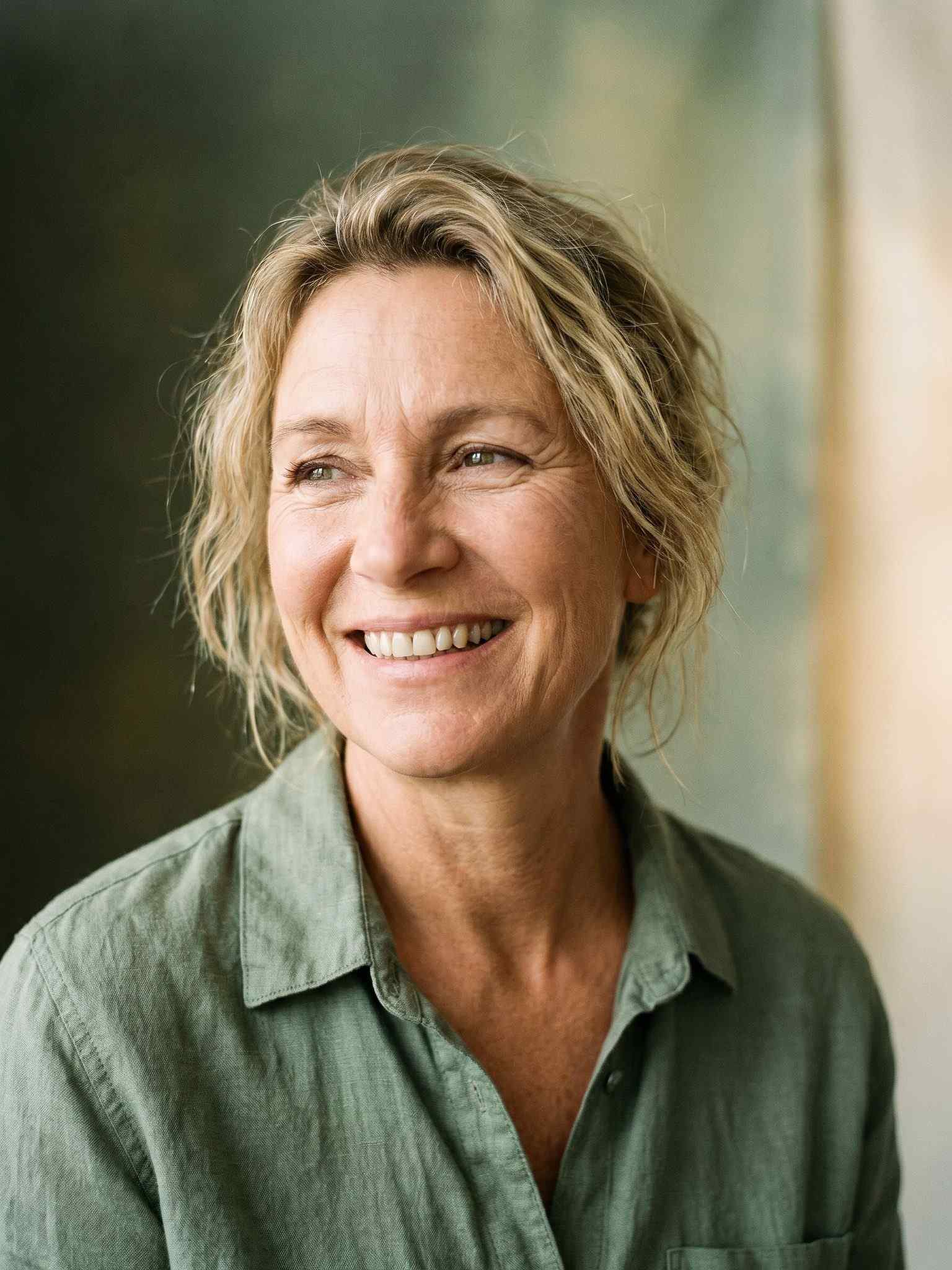 Patient smiling after dental implant treatment