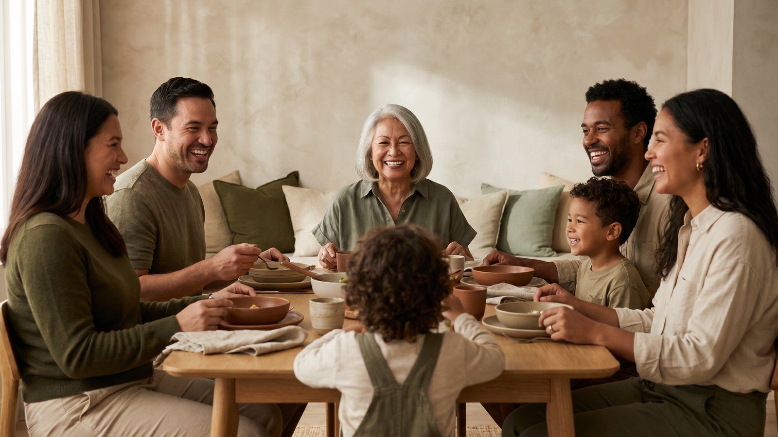 A family sharing a meal together